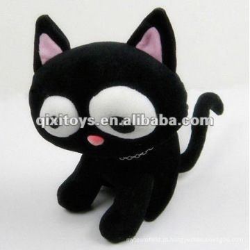lindo pelúcia preto recheado brinquedos gato animado